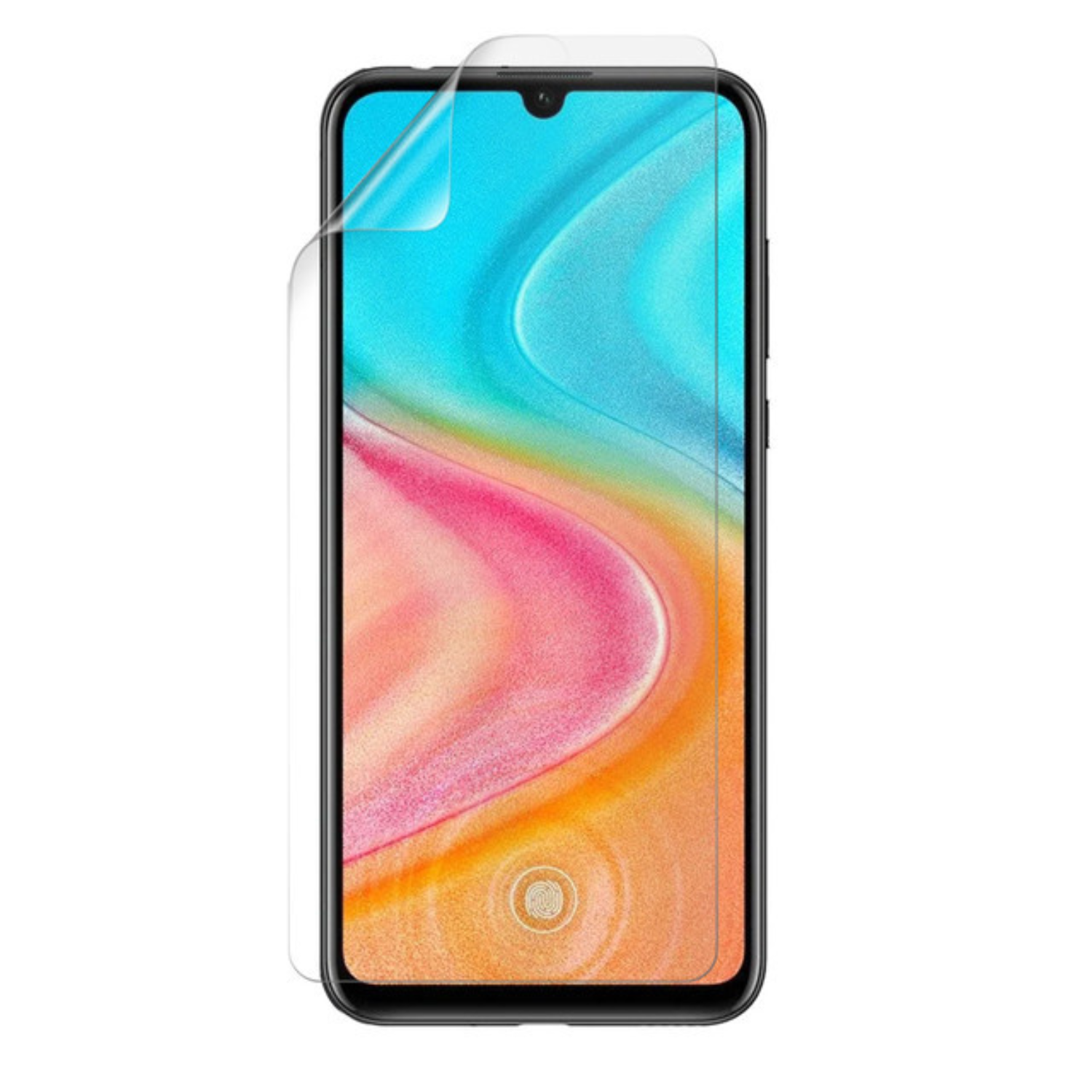 Hydrogel screen protector for Honor 30i 2020 by 9eight5, shown installed on a smartphone screen in a pack of two.