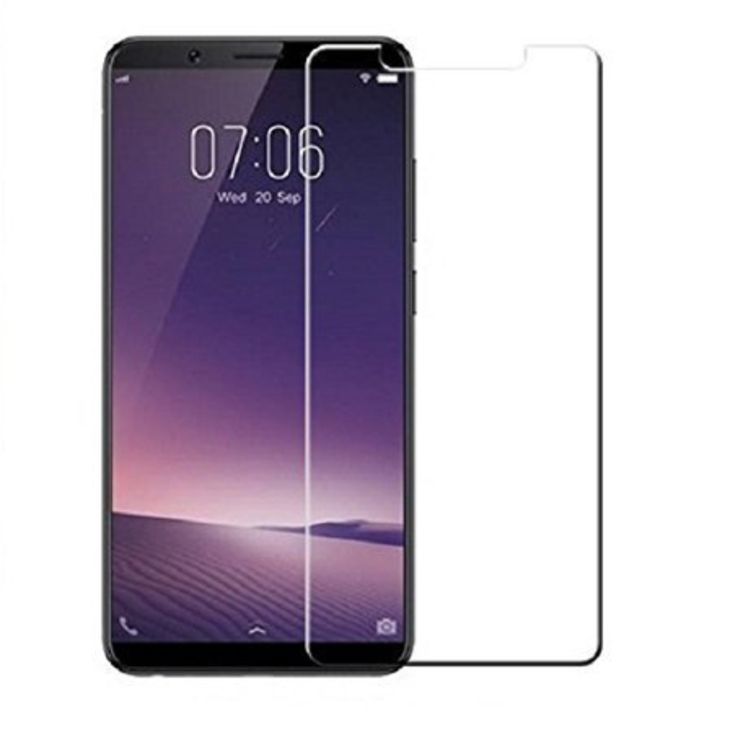 Hydrogel screen protector for Vivo V7 by 9eight5, showing a clear, flexible film fitting over a smartphone screen.