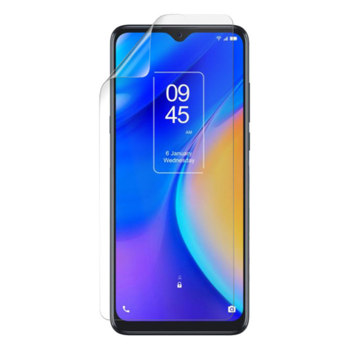 Hydrogel screen protector for TCL 20 SE by 9eight5, showing clear, flexible film covering the phone screen.