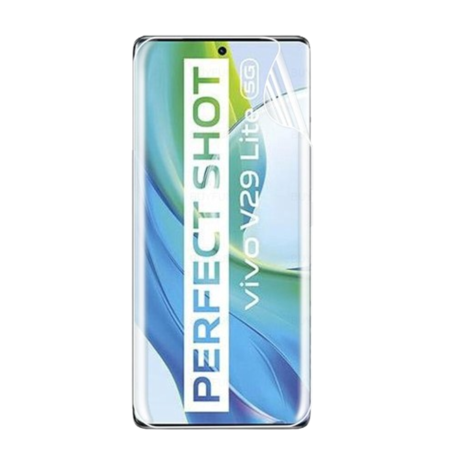 Hydrogel screen protector for Vivo V29 Lite by 9eight5, shown on phone screen, in a pack of two for screen protection.