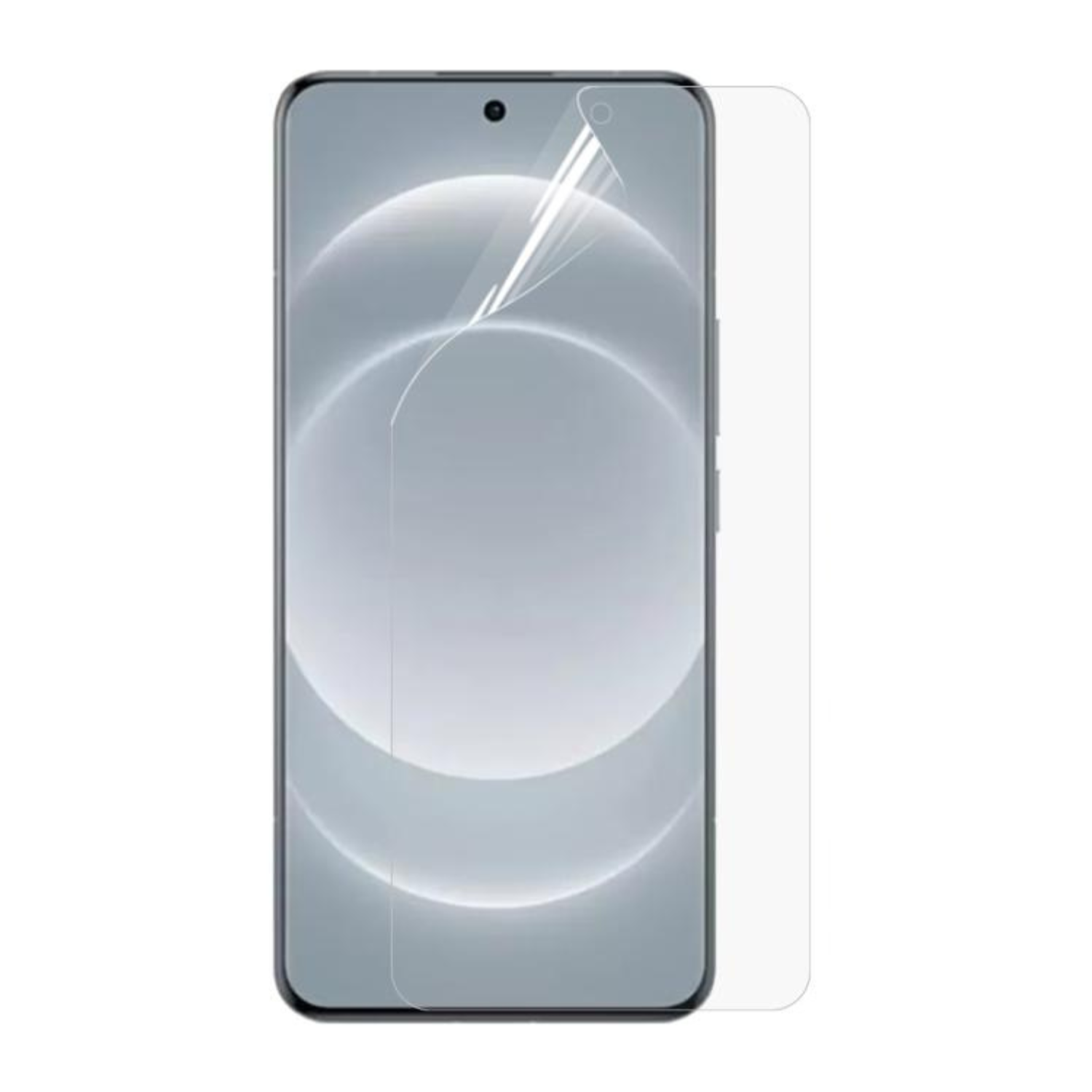 Hydrogel screen protector for Realme C85 5G by 9eight5, showing clear, flexible film covering a smartphone screen.