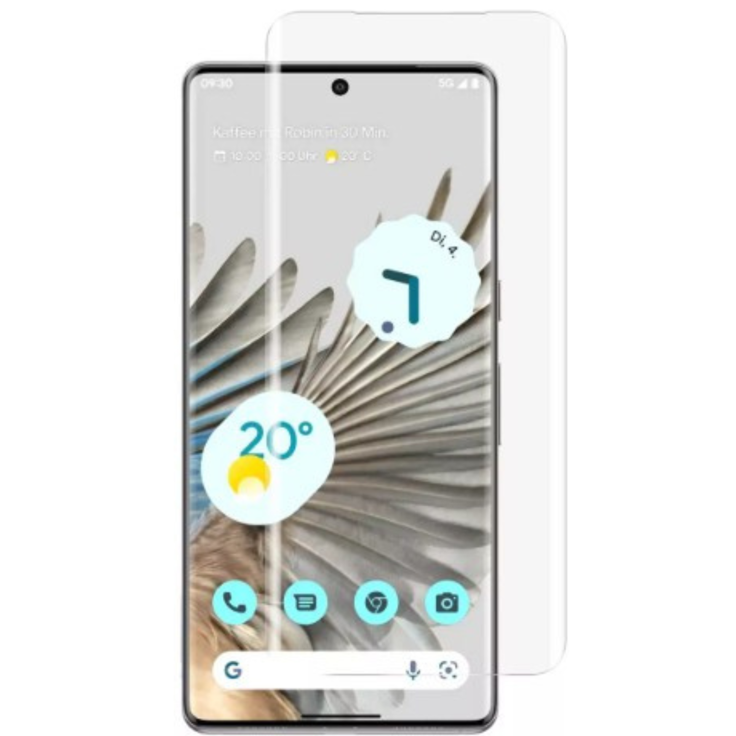 Pair of 9eight5 screen protectors for Google Pixel 7, clear tempered glass with precise cutouts for screen protection.