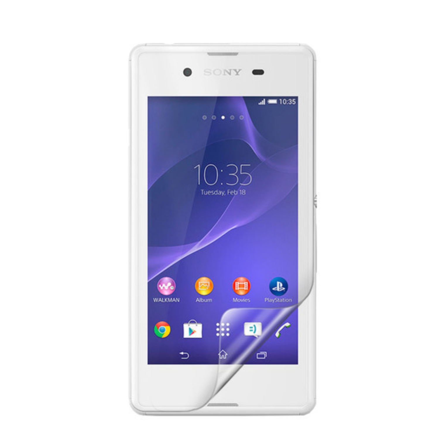 Hydrogel screen protector for Sony Xperia E3 Dual by 9eight5, shown in a pack of two, fitting the phone screen securely.