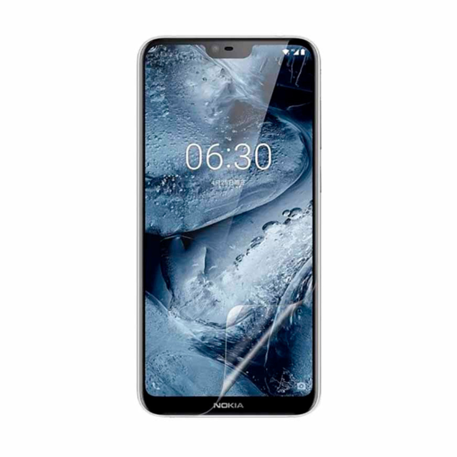 Two 9eight5 hydrogel screen protectors for Nokia 5.1 Plus (X5) shown in the pack, designed to protect the phone screen.