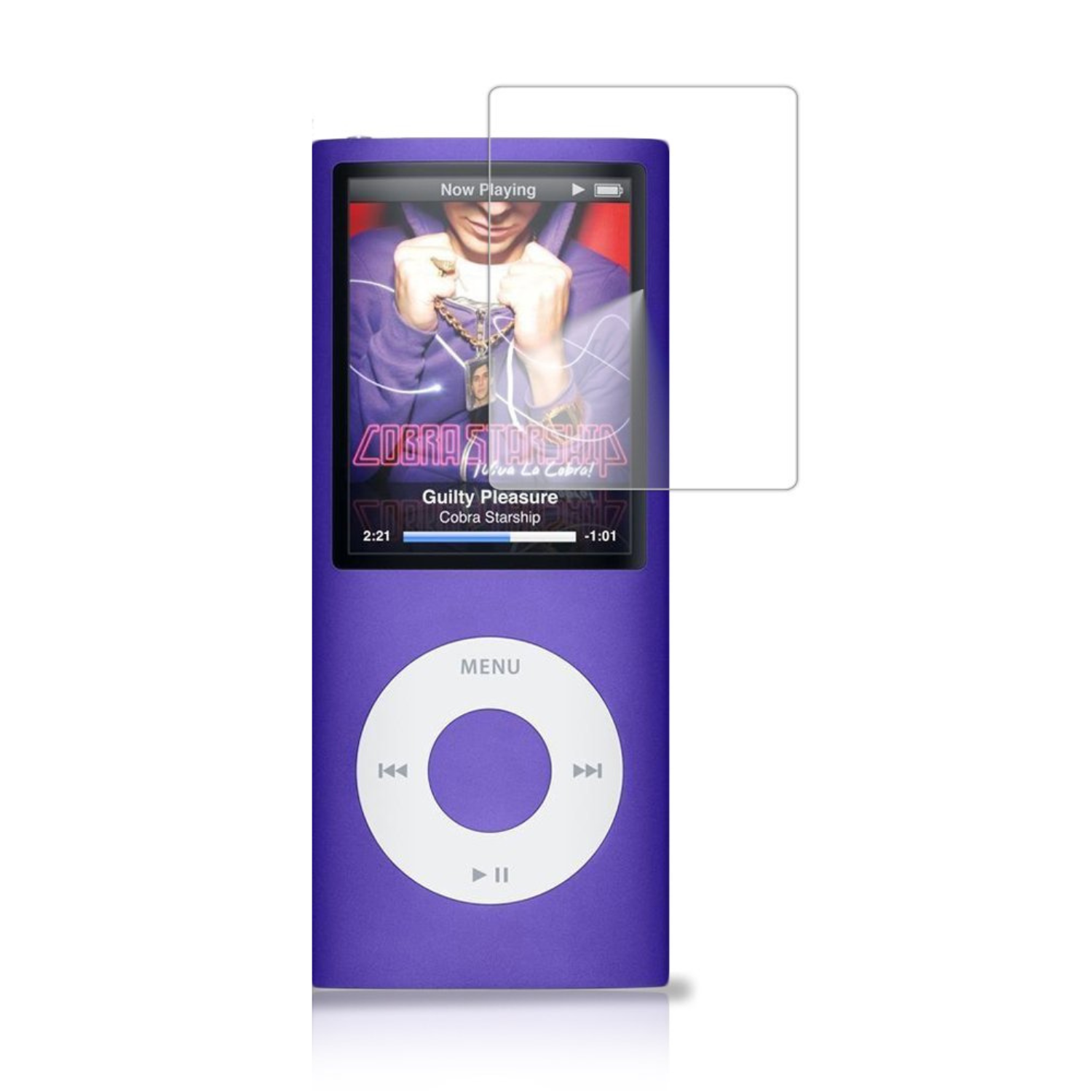 9eight5 hydrogel screen protector for iPod Nano 4th Generation, clear protective film on device screen, designed for screen protection.