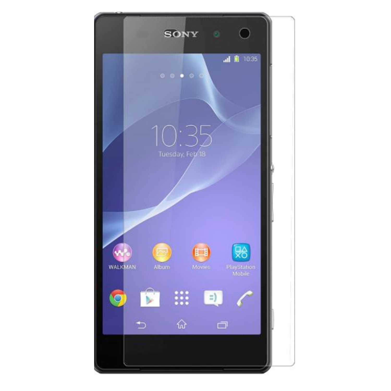 Two clear hydrogel screen protectors for Sony Xperia M2 by 9eight5, shown in packaging with protective film.