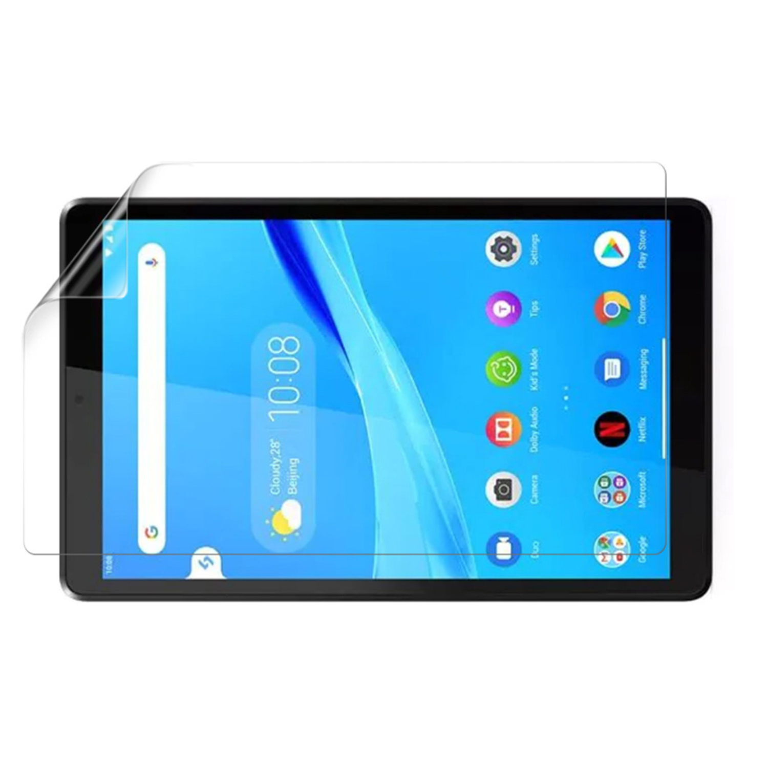 Two clear Hydrogel screen protectors for Lenovo M8 FHD by 9eight5, shown in the image, designed to prevent scratches and damage.
