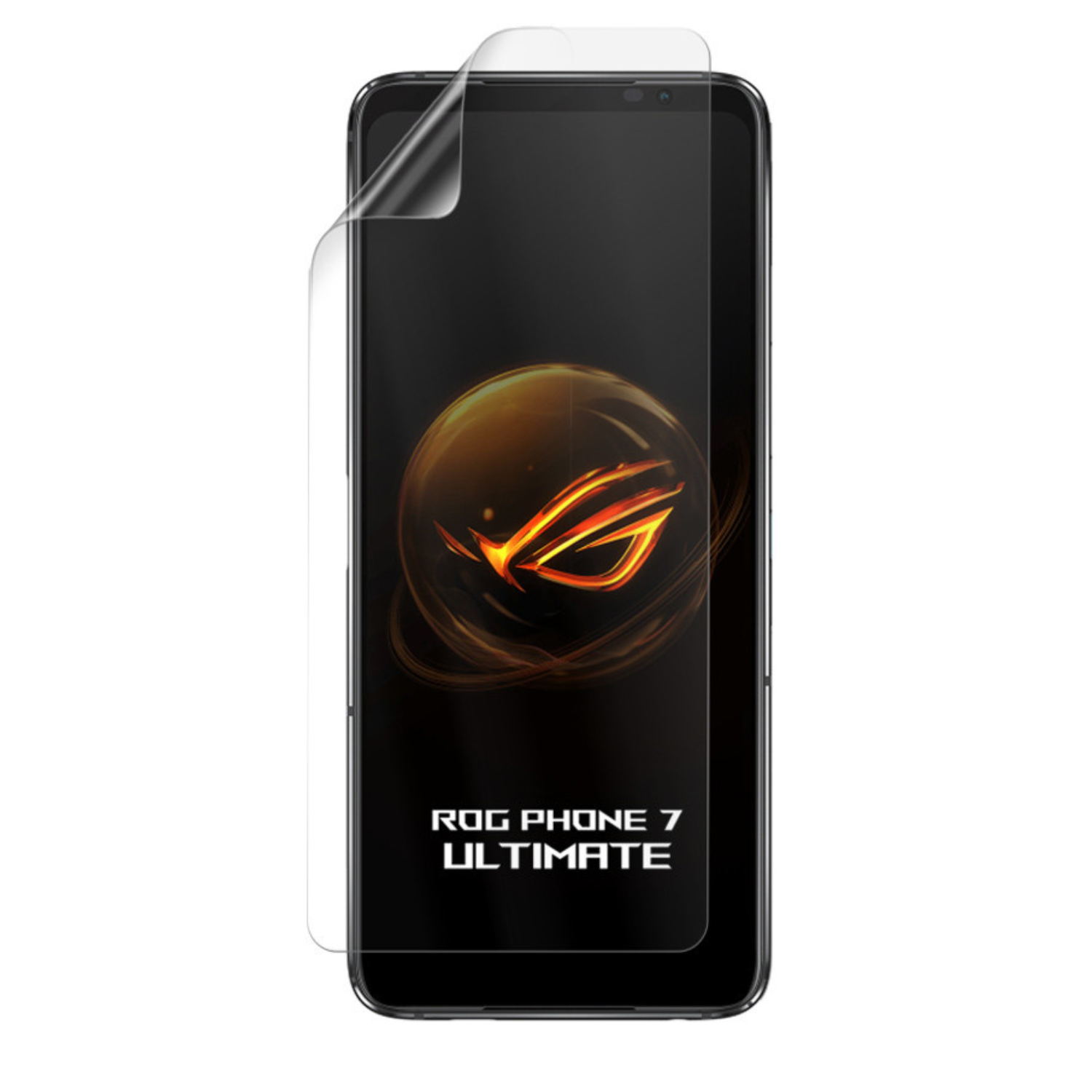 Two clear hydrogel screen protectors for Asus ROG Phone 7 Ultimate by 9eight5, shown in packaging with protective films.