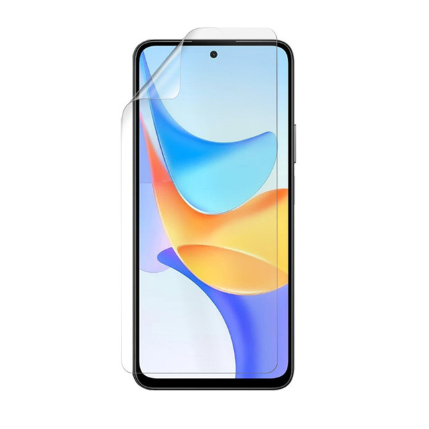 Hydrogel screen protector for Honor Play 50 Plus, by 9eight5, showing a clear, flexible film covering the phone screen.