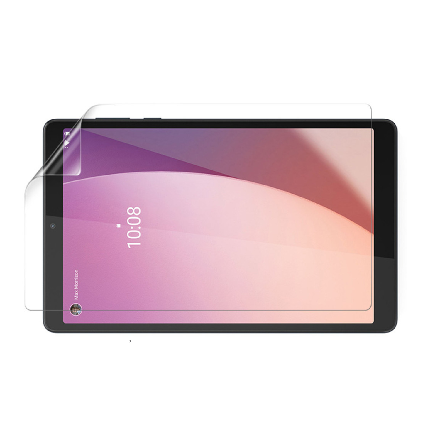 Hydrogel screen protector for Lenovo M8 4th Gen by 9eight5, showing a clear, flexible film covering the tablet screen.