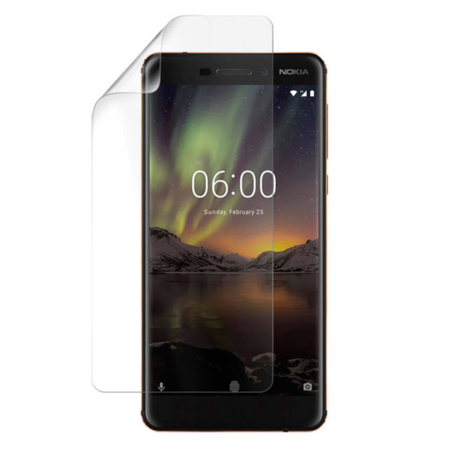 9eight5 Hydrogel screen protector for Nokia 6.1, clear and flexible film safeguarding your phone's display.