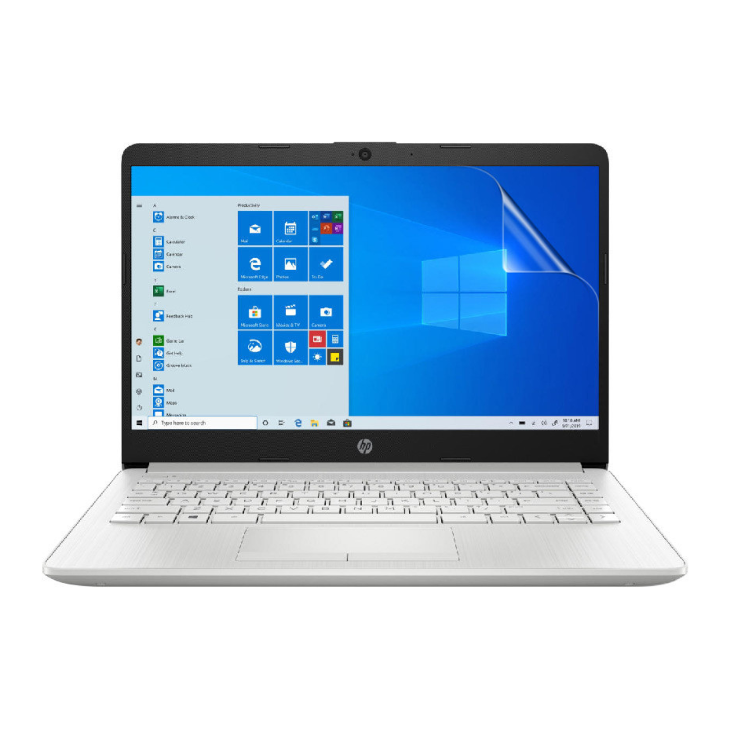 Hydrogel screen protector for HP 14 DK1000 laptop by 9eight5, showing a clear, thin protective film on the laptop screen.