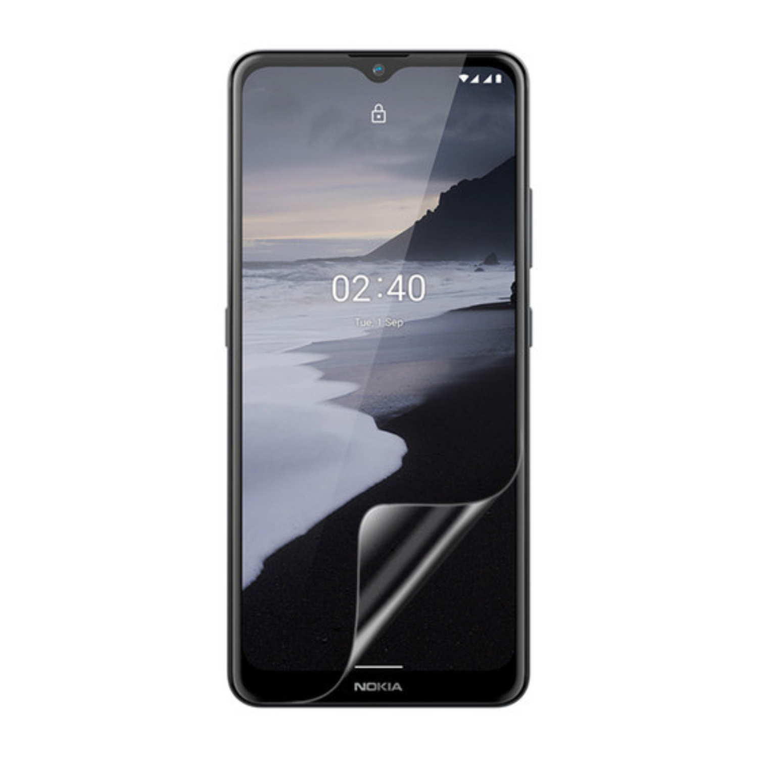 Two clear hydrogel screen protectors for Nokia 2.4 by 9eight5, shown in the image.