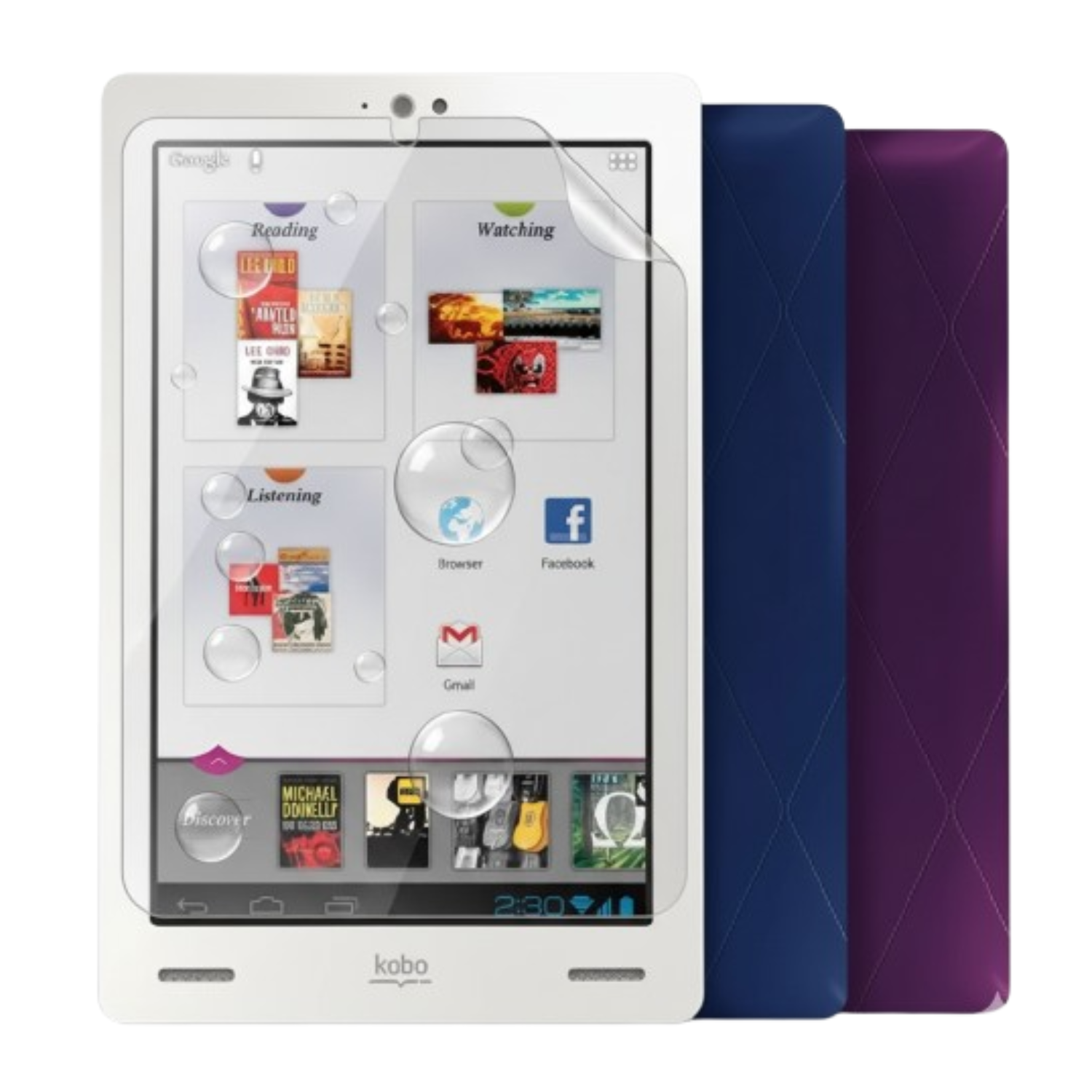 Clear Hydrogel Screen Protector for Kobo Arc by 9eight5, showing a transparent film covering the device screen for protection.