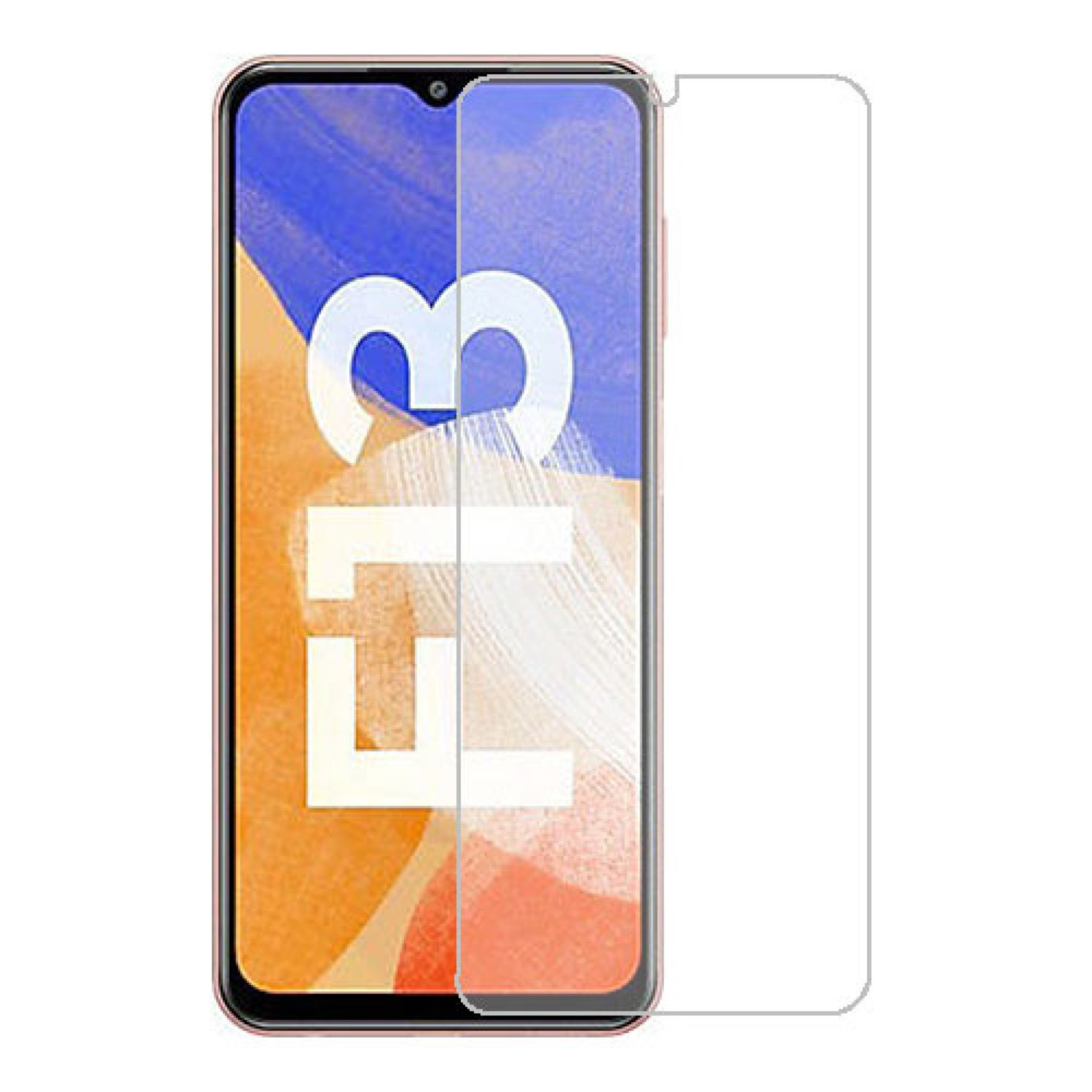 Hydrogel screen protector for Samsung Galaxy F13 by 9eight5 showing a clear, flexible film covering the phone screen.