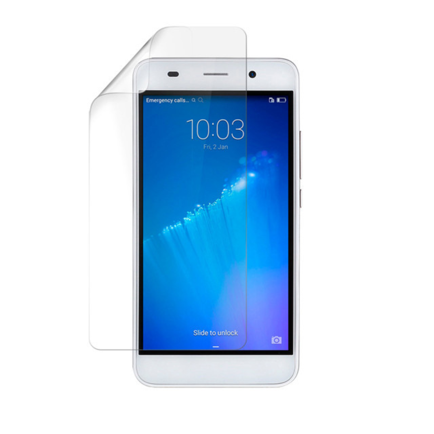 Hydrogel screen protector for Honor 4A smartphone by 9eight5, showing a clear, flexible film covering the screen area.