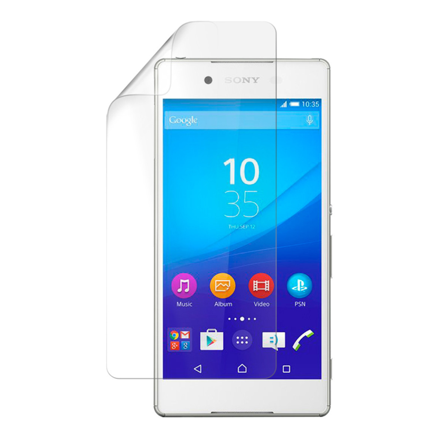 Two clear Hydrogel screen protectors for Sony Xperia Z3+ by 9eight5, shown in packaging with protective film on each.