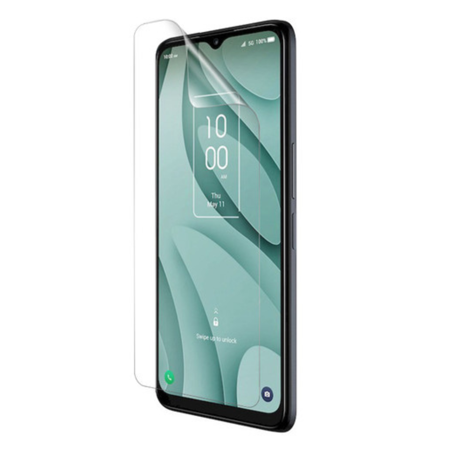 Clear hydrogel screen protector for TCL 40 XE by 9eight5, showing a transparent film fitting over a smartphone screen.