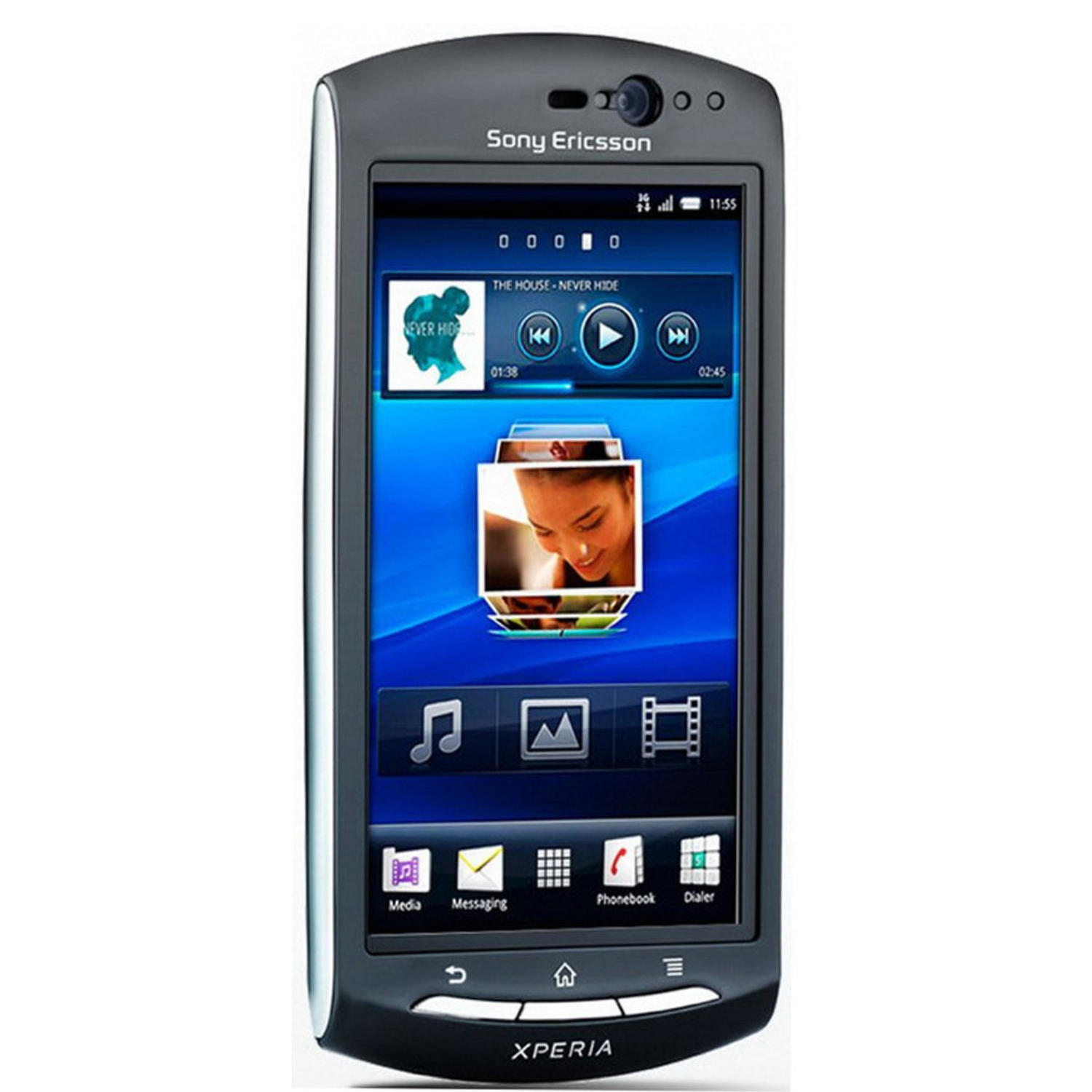 9eight5 hydrogel screen protector on Sony Ericsson Xperia neo V, showing clear, thin, and flexible protection for the display.