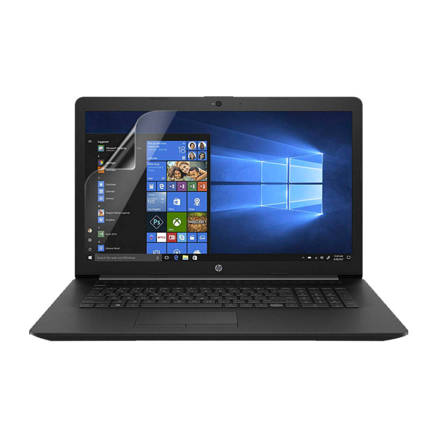 Hydrogel screen protector for HP 17 CA0002NA laptop, showing a clear, flexible shield fitting the screen with precise edges.