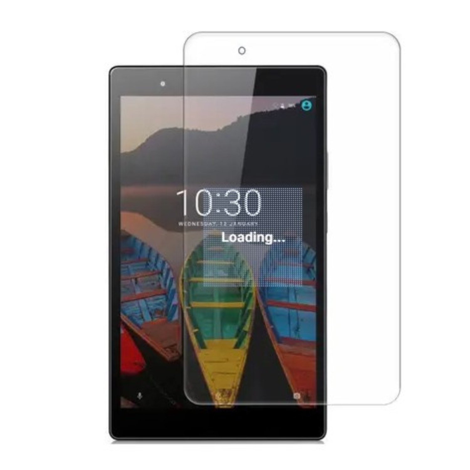 Hydrogel screen protector for Lenovo Tab 3 8 Plus by 9eight5, showing a clear, fitted protector on tablet screen.