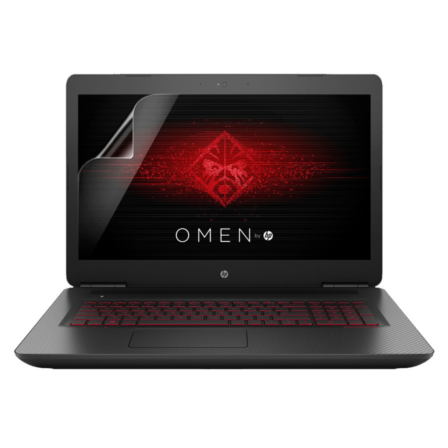 Hydrogel screen protector for HP OMEN 17 W200NA gaming laptop, showing a clear, thin protective film on the screen.