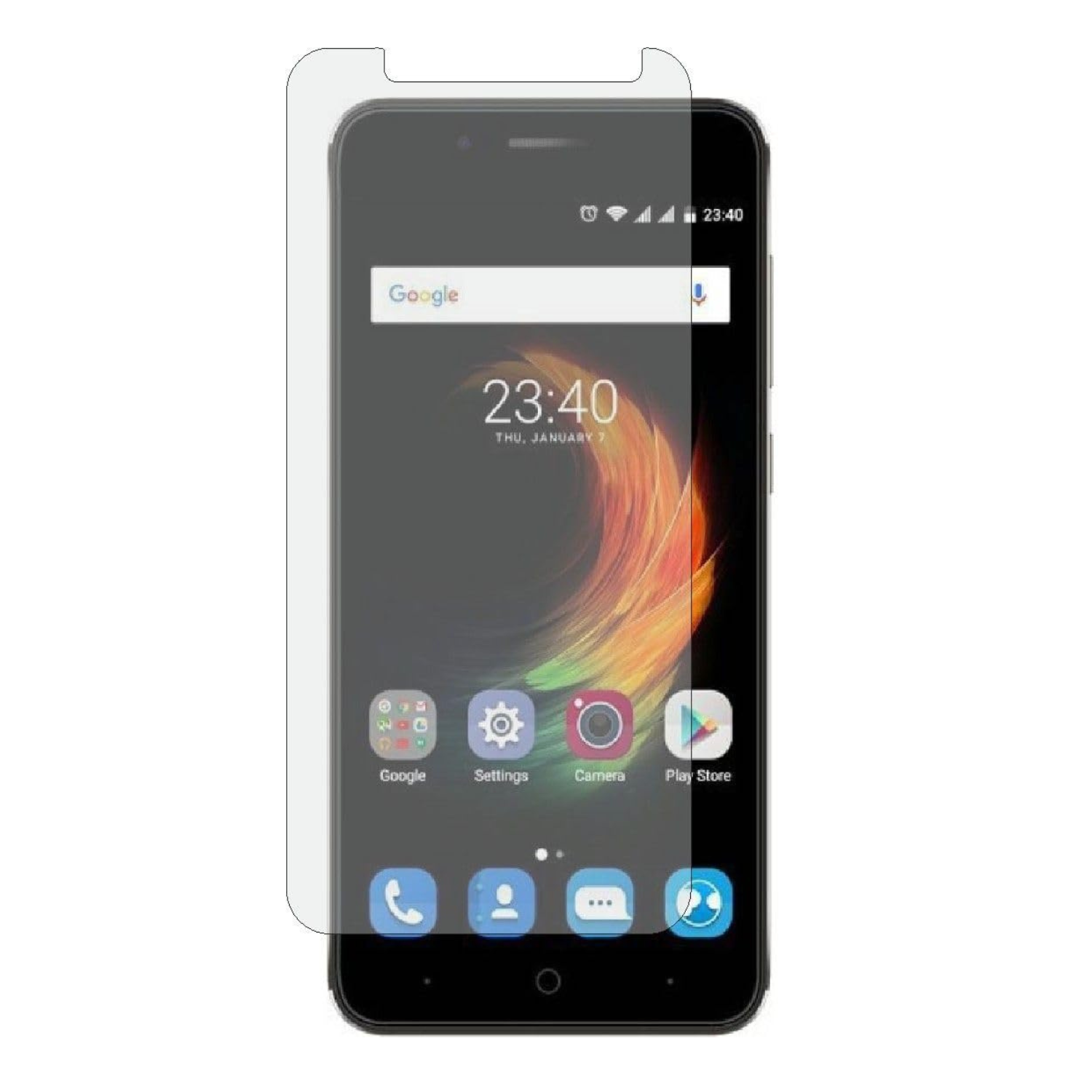 Hydrogel screen protector for ZTE Blade A2 Plus, showing clear, flexible film covering the phone screen for protection.