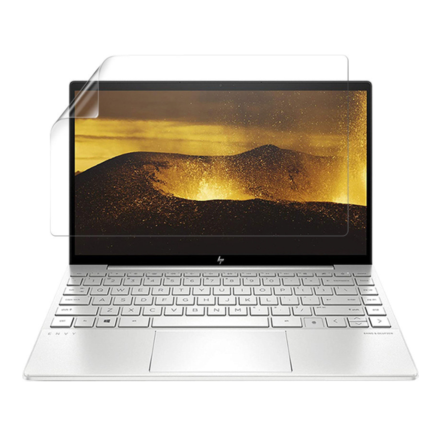 Hydrogel screen protector for HP ENVY 13 BA0002NA laptop, showing clear, flexible film fitting over the screen for protection.