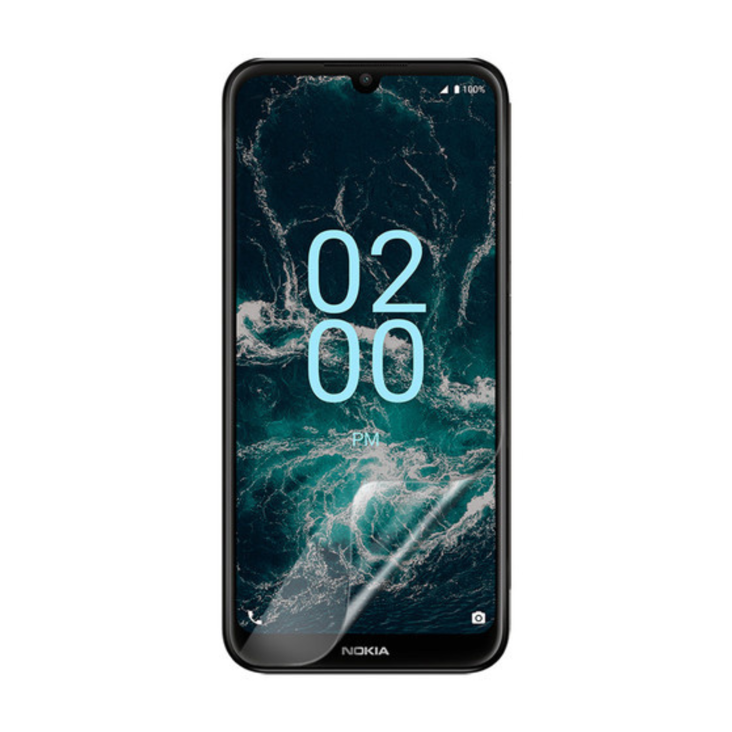 Hydrogel screen protector for Nokia C200 by 9eight5, showing clear, flexible film covering the phone screen.