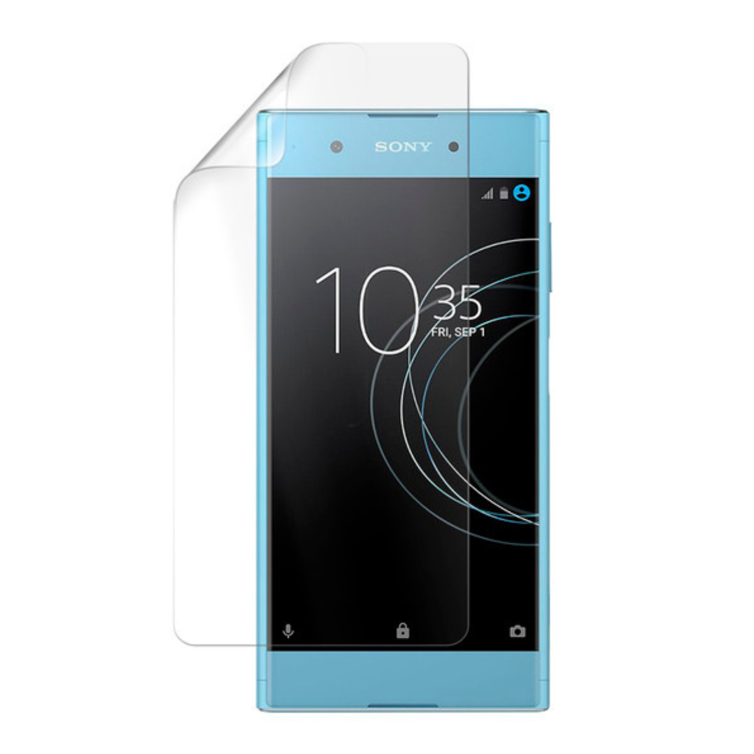 Hydrogel screen protector for Sony Xperia XA1 Plus by 9eight5, showing clear flexible film in the image.