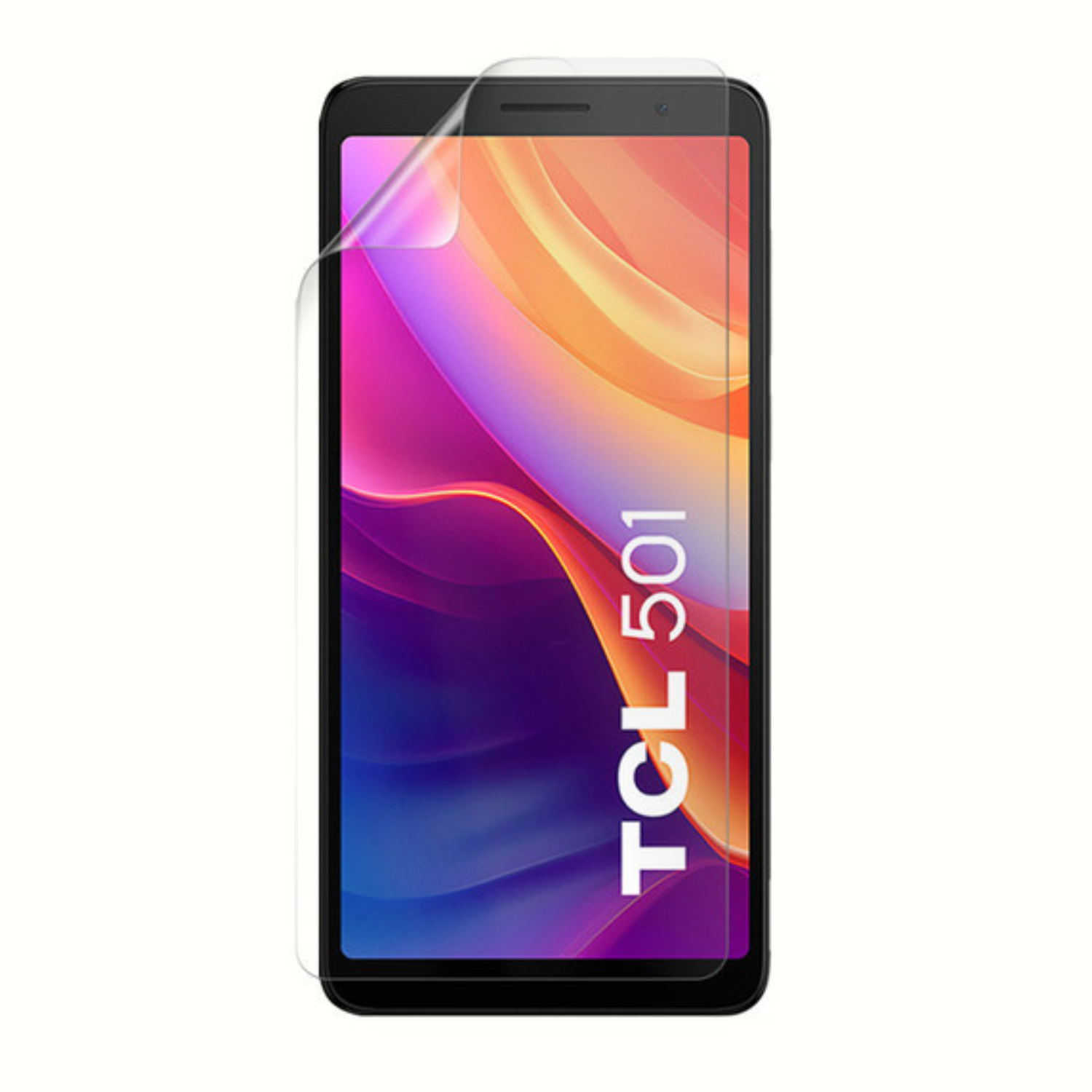9eight5 Hydrogel Screen Protector for TCL 501, close-up of clear, flexible screen protection for device display.