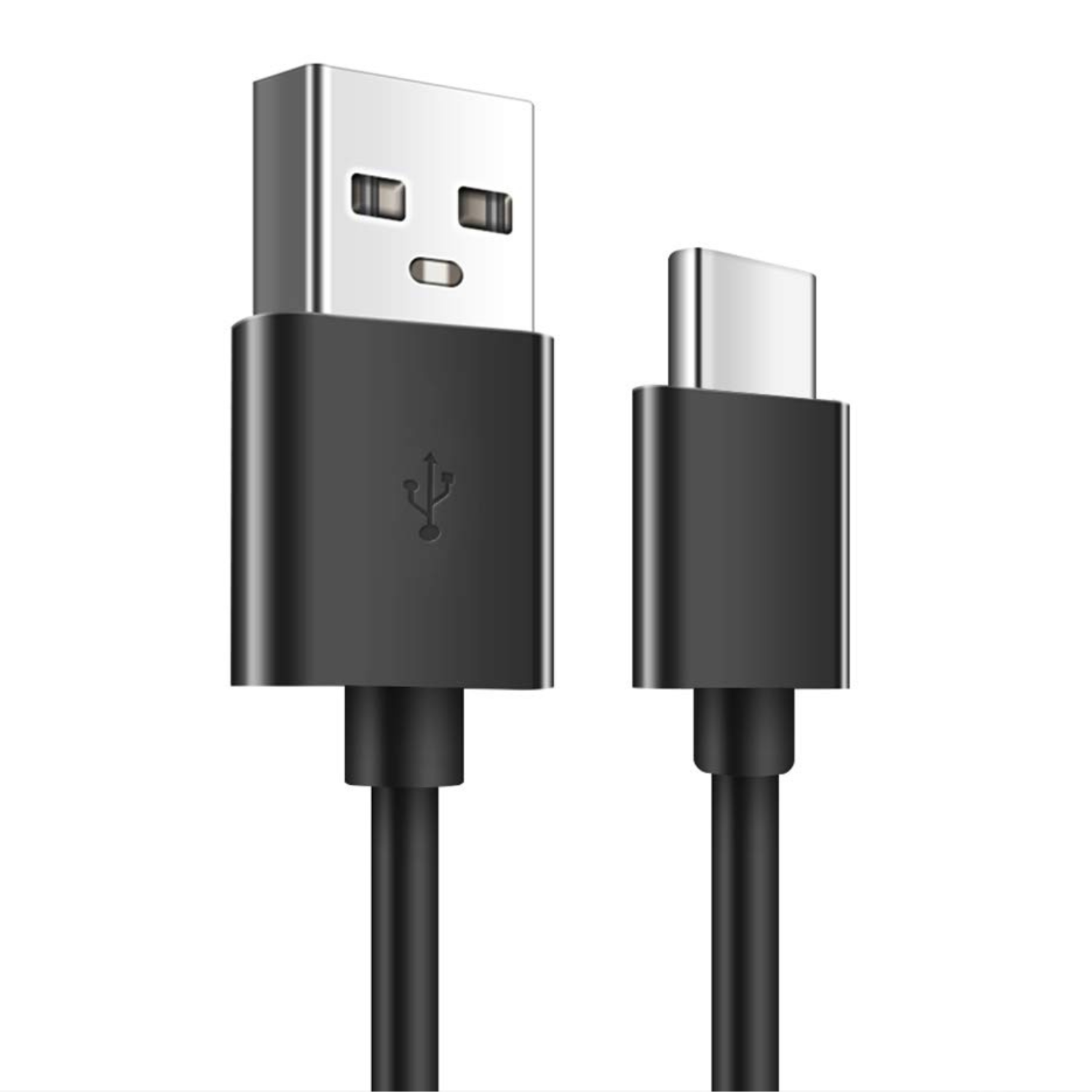 Black 1m USB-A to USB-C charger cable for TCL phones from 9eight5, suitable for fast charging and data transfer.