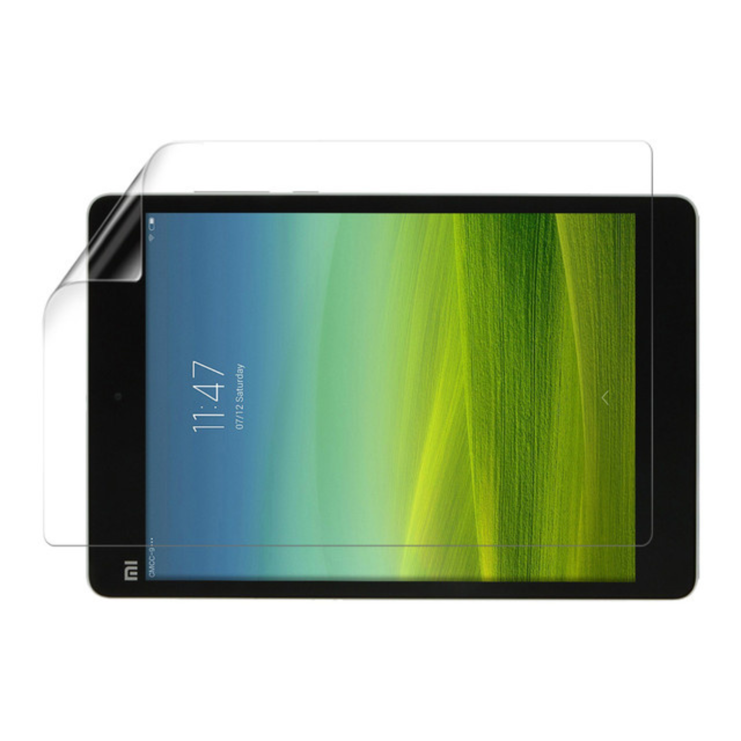 Two 9eight5 hydrogel screen protectors for Xiaomi Mi Pad 7.9 inch tablet, showing the clear, smooth protective sheets.