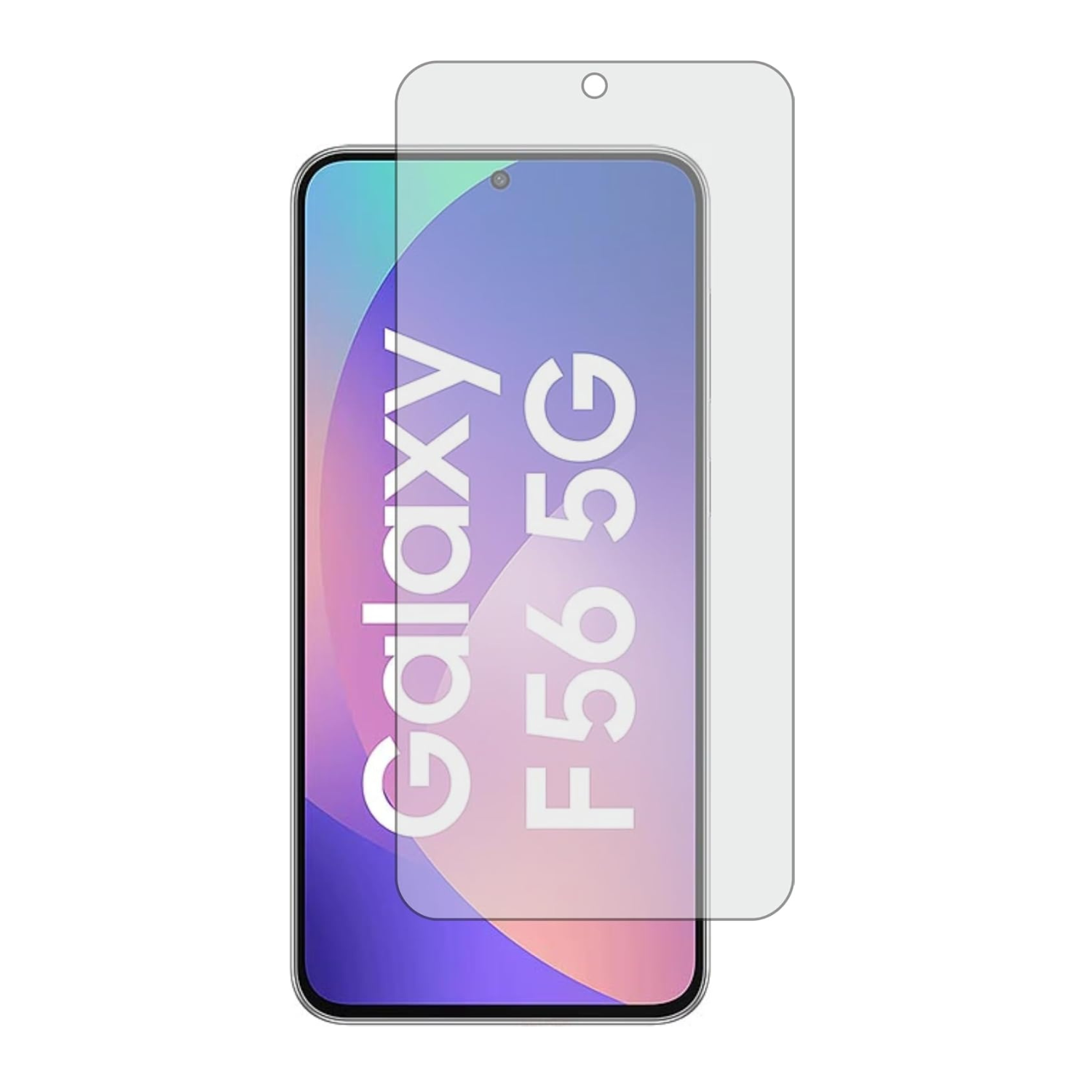 Two clear Hydrogel Screen Protectors for Samsung Galaxy F56 by 9eight5, showing the transparent film ready for application.