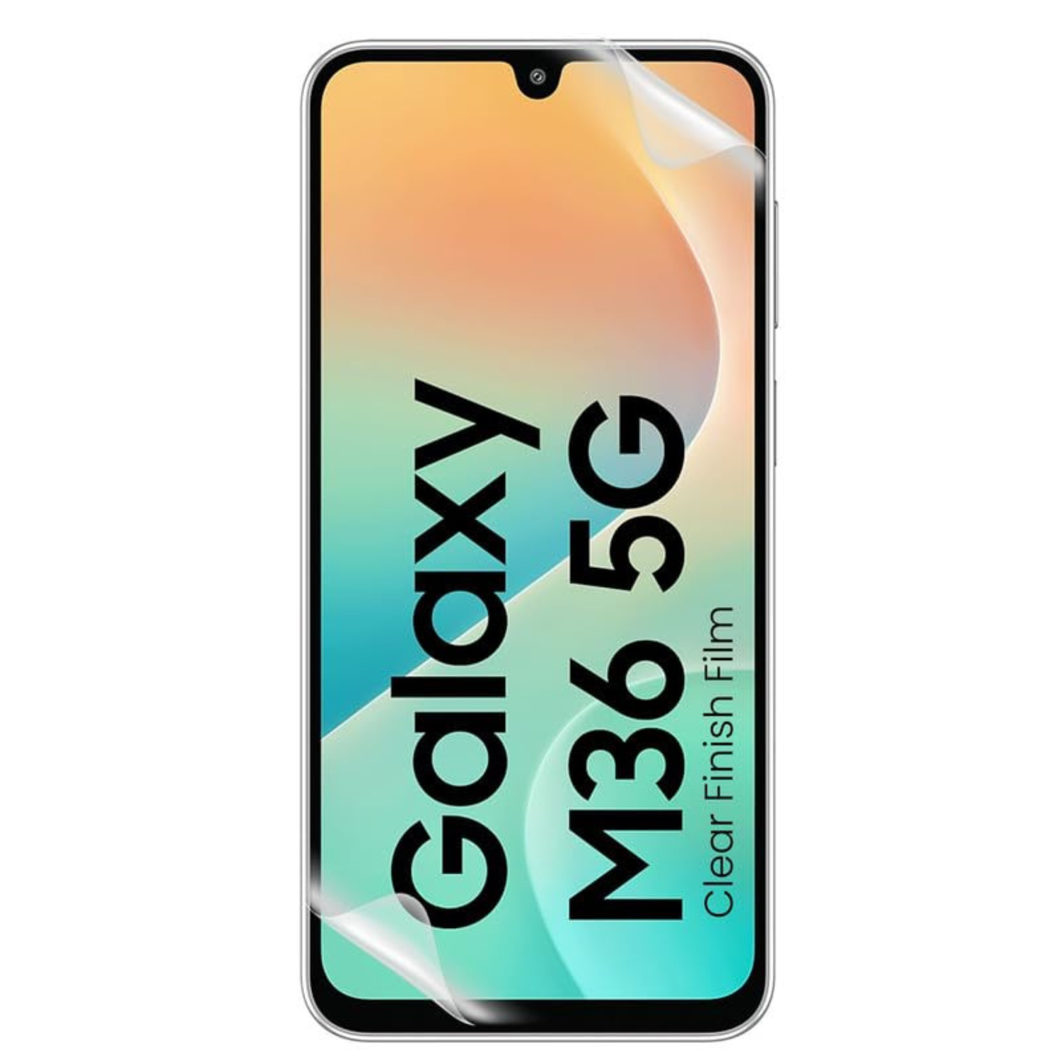 Two 9eight5 hydrogel screen protectors for Samsung Galaxy M36, showing clear, flexible film covers for the phone screen.
