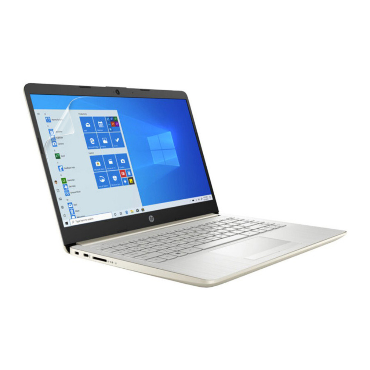 Hydrogel screen protector for HP 14s DK10000 laptop, clear protective film by 9eight5, shown on a laptop screen.