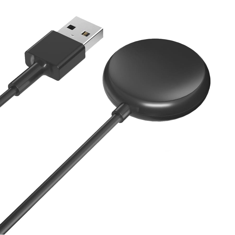 Black USB-A magnetic charger cable for Google Pixel Watch 1st Gen, 1-meter length, compatible with smartwatch charging.