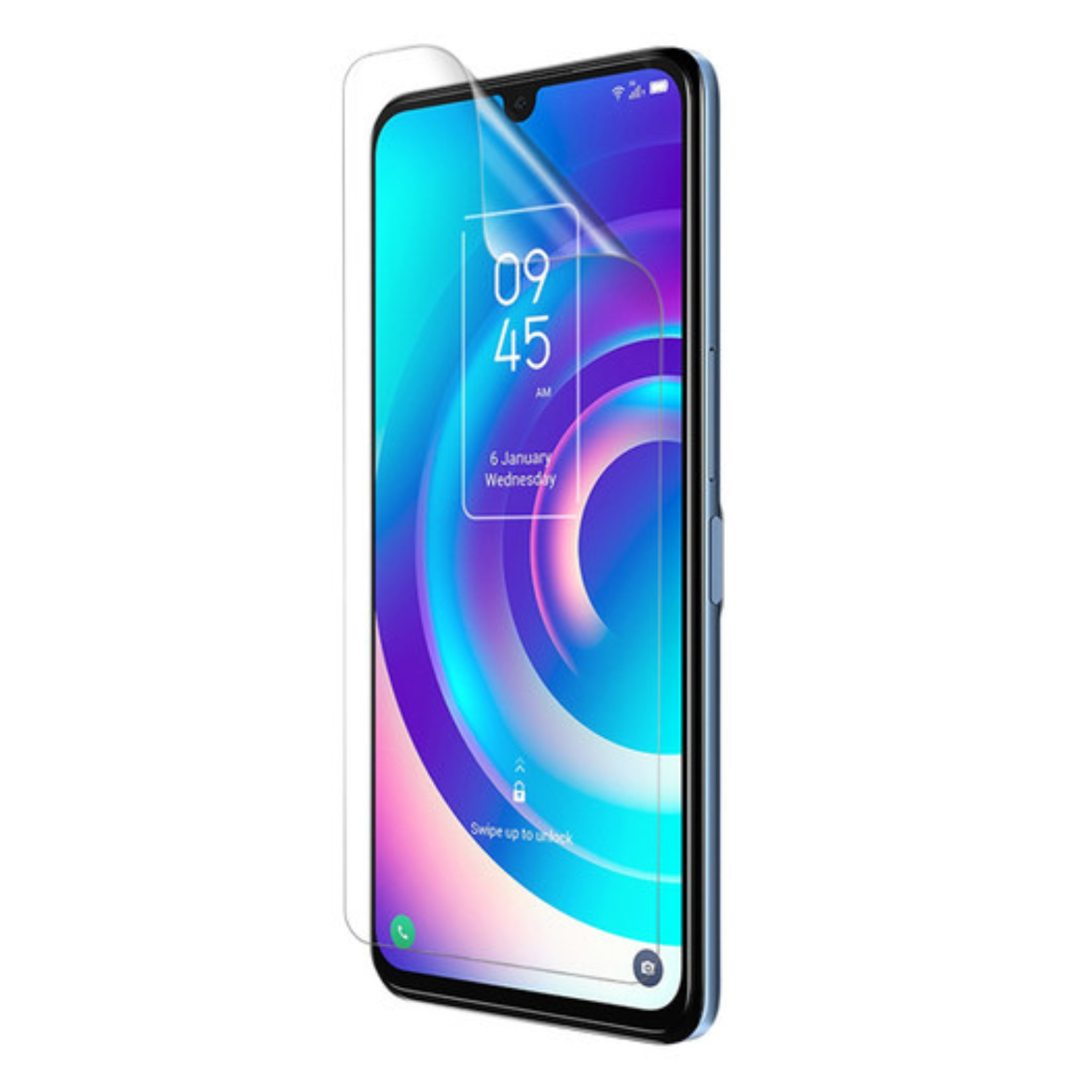 Hydrogel screen protector for TCL 30 5G by 9eight5, showing a clear, flexible film covering the phone screen.