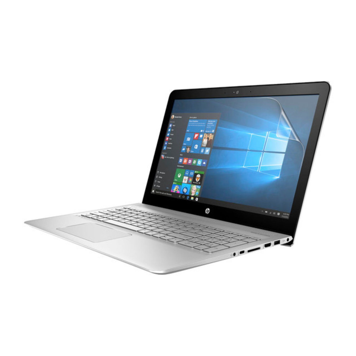 Hydrogel screen protector for HP Envy 15 AS104NA laptop, clear protective film, by 9eight5, shown on laptop screen.