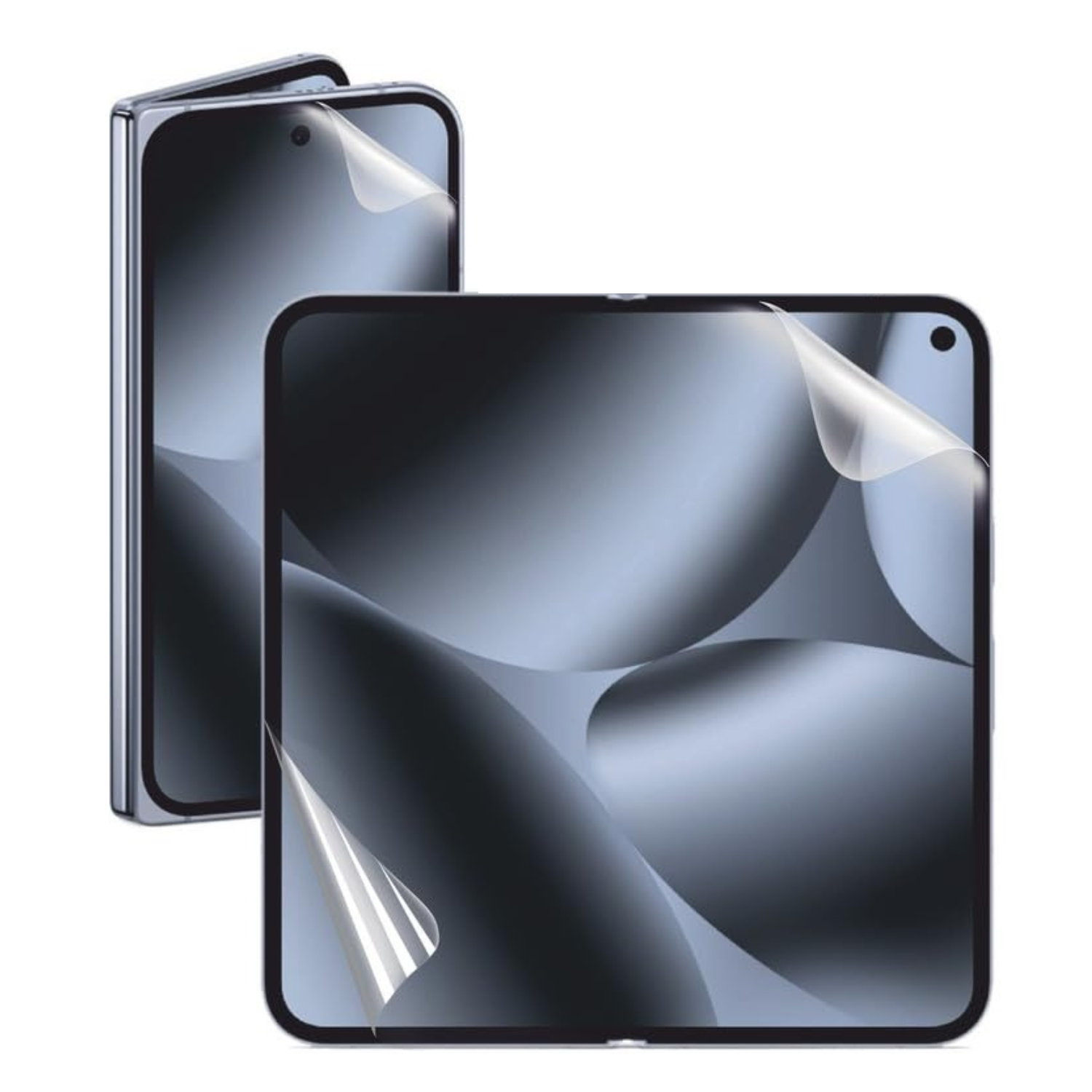 Two 9eight5 hydrogel screen protectors for Google Pixel 10 Pro Fold, shown in clear packaging with protective film.