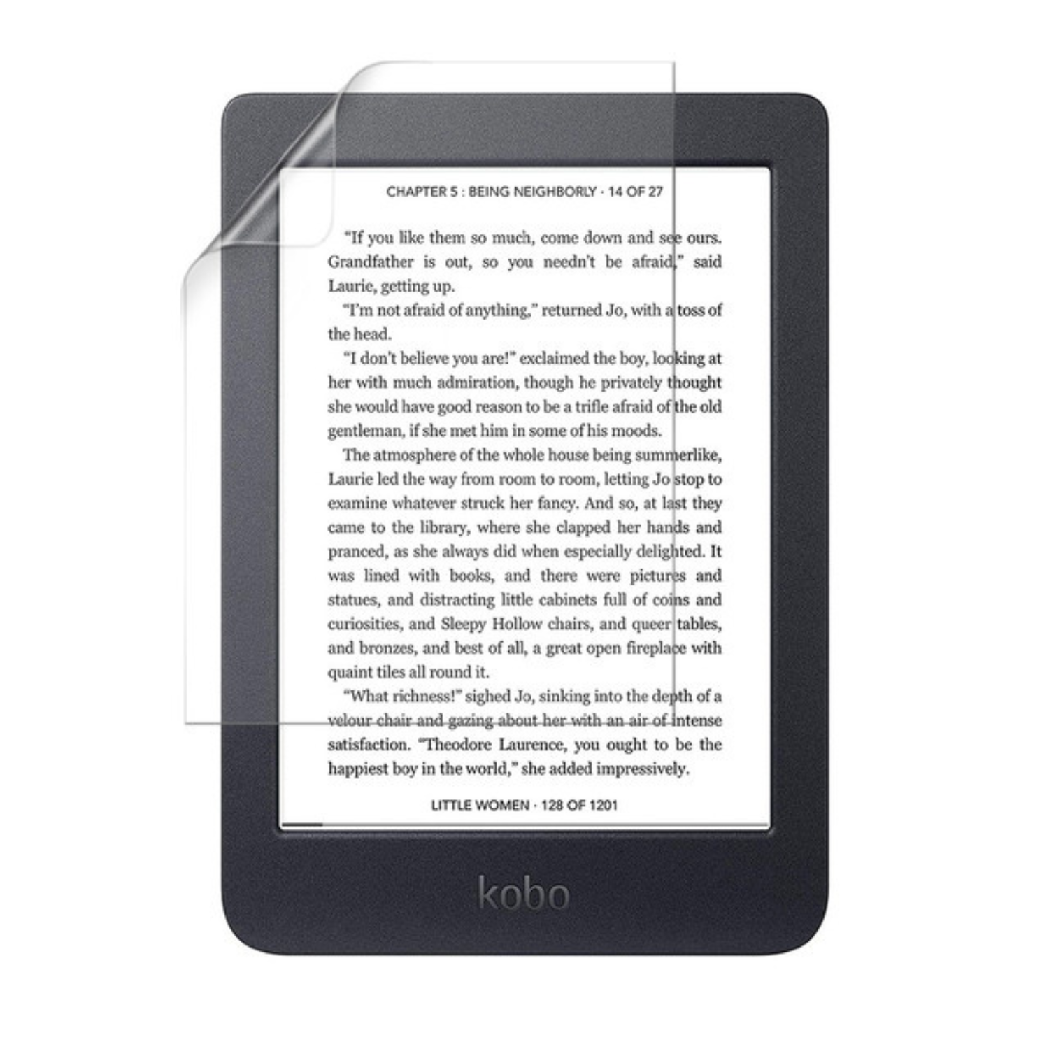 Two clear hydrogel screen protectors for Kobo Nia by 9eight5, shown in packaging ready for application.