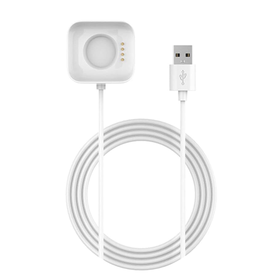 White USB-A charger for OPPO Watch (41mm, 46mm, SE) from That Watch Shop, 1 meter long cable, compatible with various OPPO Watch models.
