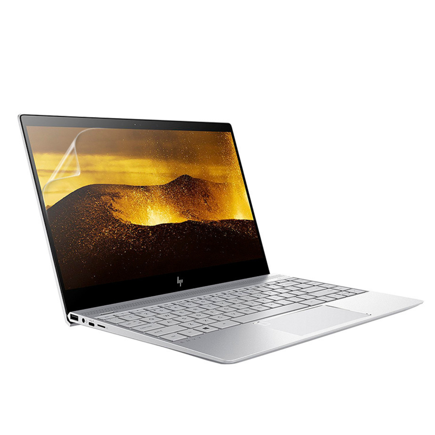 Hydrogel screen protector by 9eight5 for HP Envy 13 AD015NA laptop, showing the clear protector fitted on the screen.