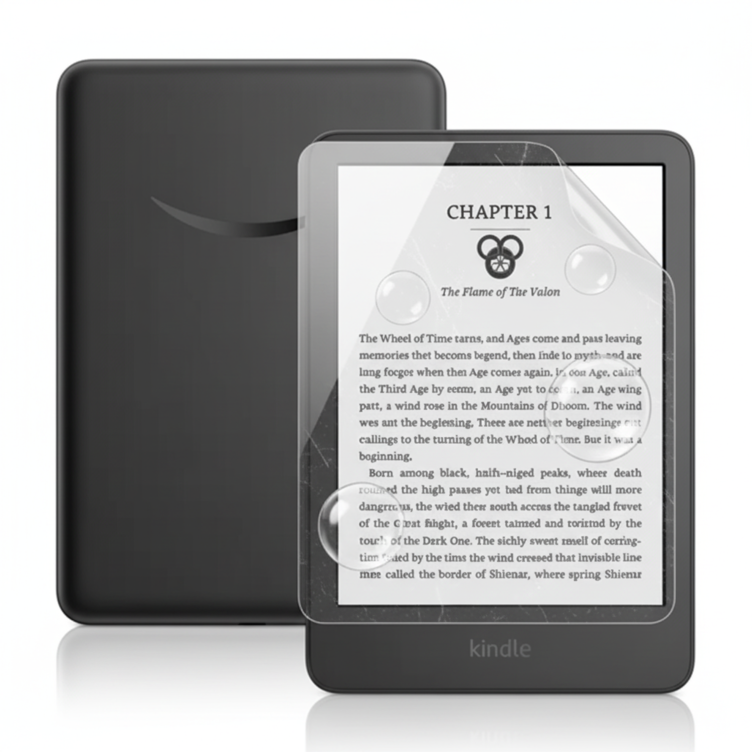 Two transparent hydrogel screen protectors for Kindle 11th Generation by 9eight5, showing clear, flexible covers in packaging.