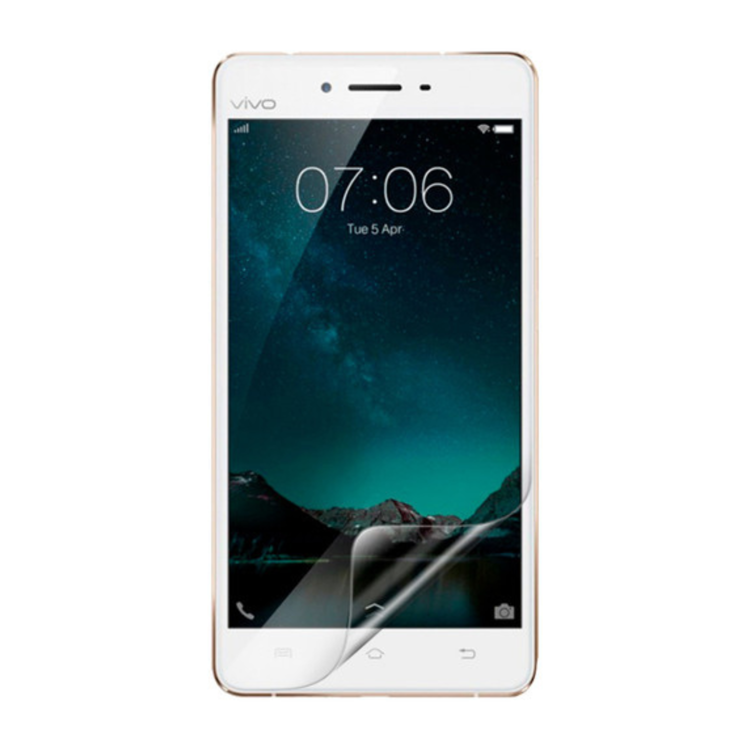 9eight5 Hydrogel screen protector for Vivo V3, showing clear, thin film covering the phone screen for protection and durability.