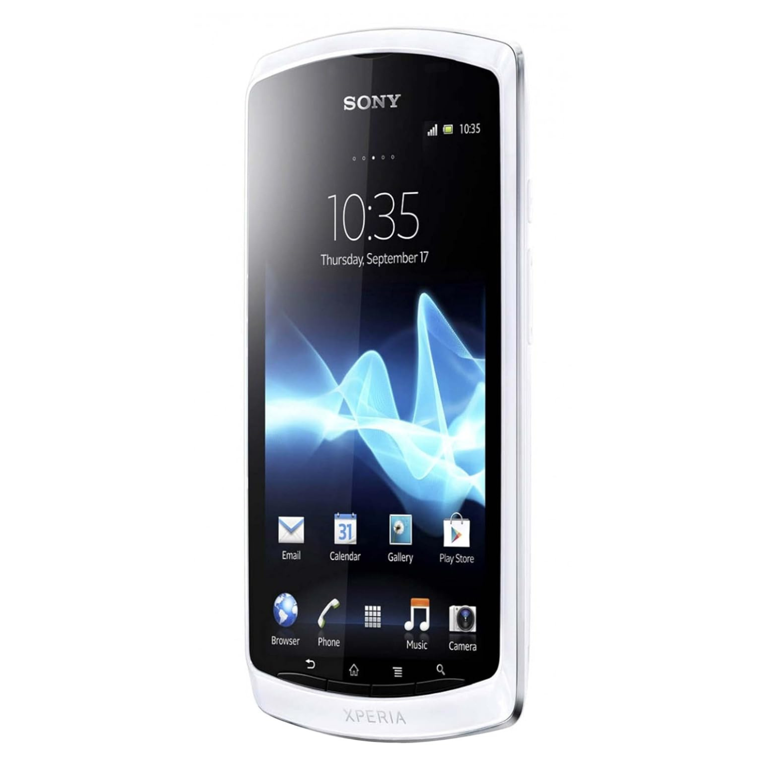 Hydrogel screen protector for Sony Xperia neo L by 9eight5, showing a clear, flexible film covering the phone screen.