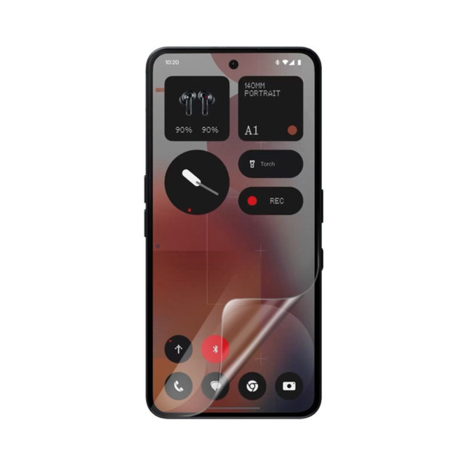 Two 9eight5 hydrogel screen protectors for Nothing Phone 3a, showing clear application surface with protective film attached.
