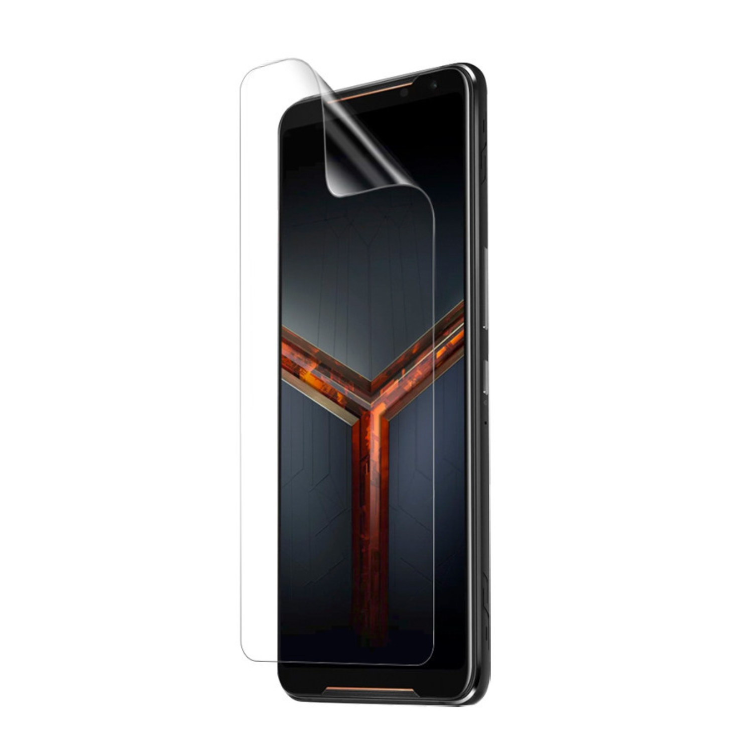 Two 9eight5 hydrogel screen protectors for Asus ROG Phone II, designed to protect the phone's screen from scratches and impacts.