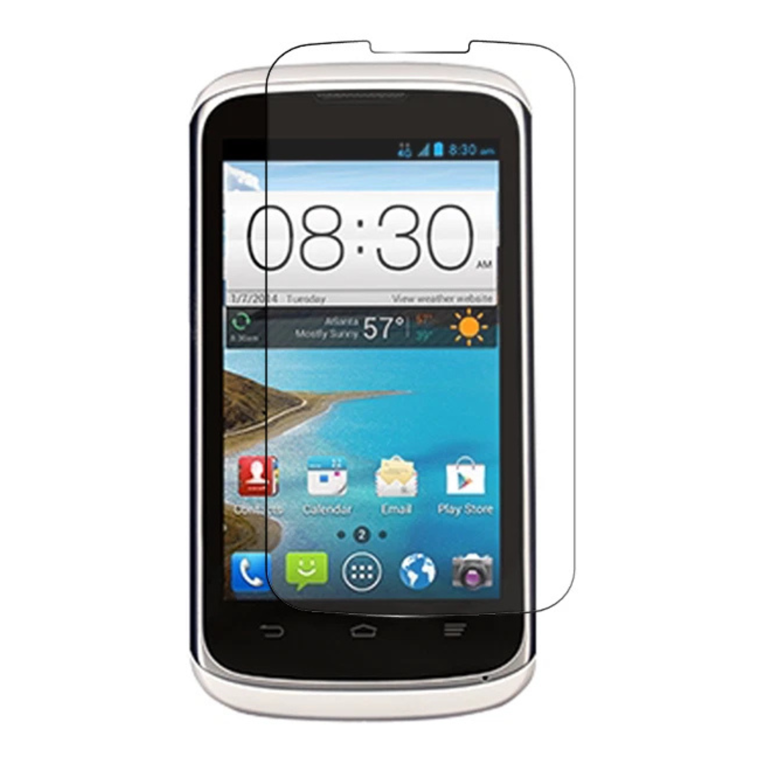 Hydrogel screen protector for ZTE Sonata 4G by 9eight5, showing the clear, flexible film applied to a smartphone screen.