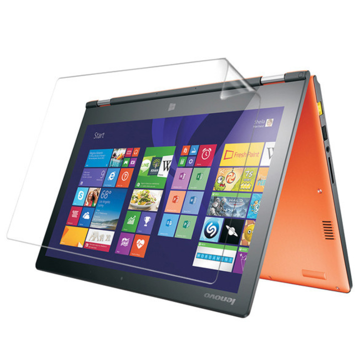 Hydrogel screen protector for Lenovo Yoga Tablet 2 13-inch by 9eight5, showing a clear protective layer on a tablet screen.